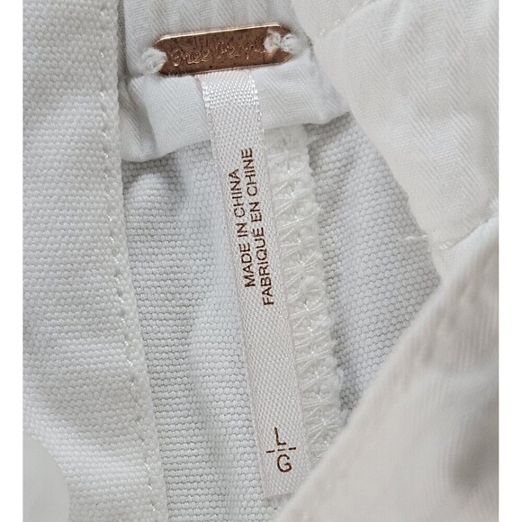 Free People Barrel Crop Pants White Sz L Button Fly Paperbag Waist - Picture 5 of 11